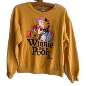 Vintage Girl's Winnie the Pooh Disney Graphic Yellow Sweatshirt M 7/9